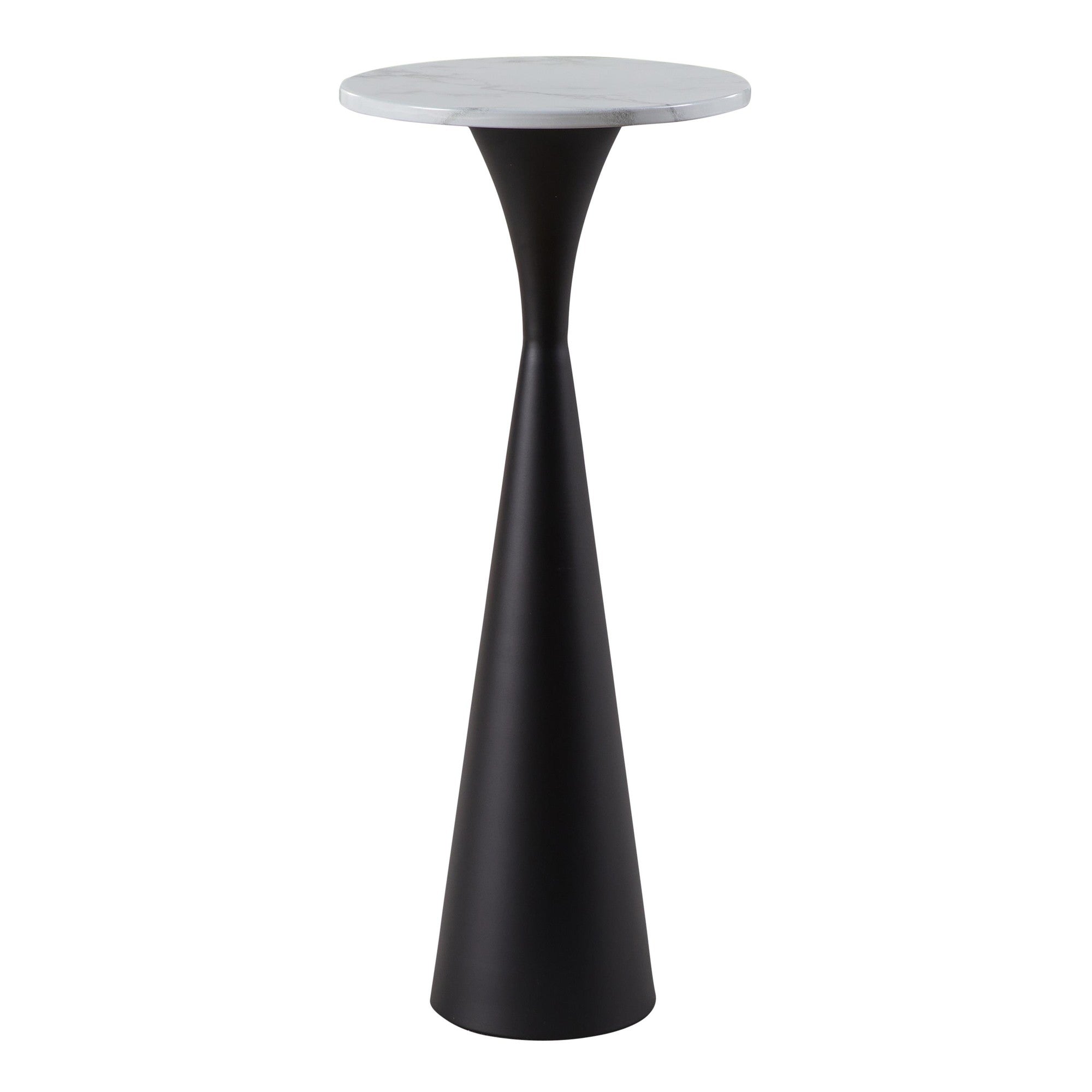 Gemma 22" Marble Side Table - Black Metal, White Marble Top