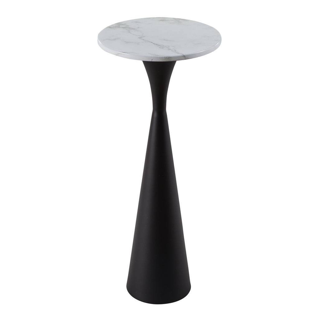 Gemma 22" Marble Side Table - Black Metal, White Marble Top