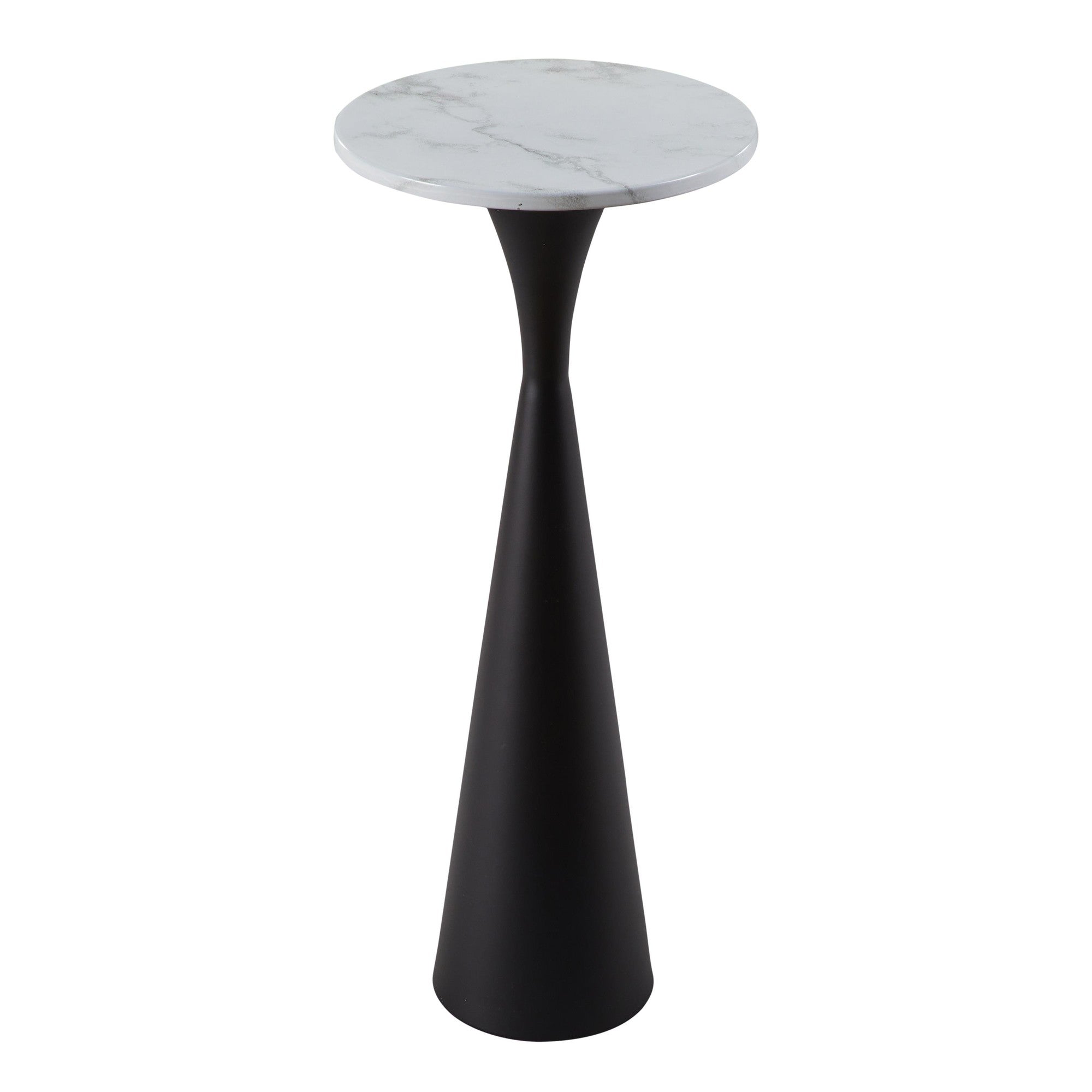 Gemma 22" Marble Side Table - Black Metal, White Marble Top