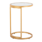 Round Zenn End Table - Gold Metal, Clear Glass