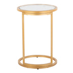 Round Zenn End Table - Gold Metal, Clear Glass