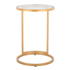 Round Zenn End Table - Gold Metal, Clear Glass
