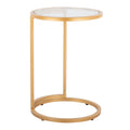 Round Zenn End Table - Gold Metal, Clear Glass