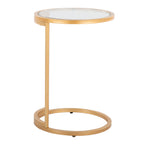 Round Zenn End Table - Gold Metal, Clear Glass