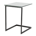 Zenn End Table - Black Metal, Clear Glass