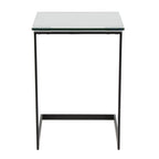 Zenn End Table - Black Metal, Clear Glass