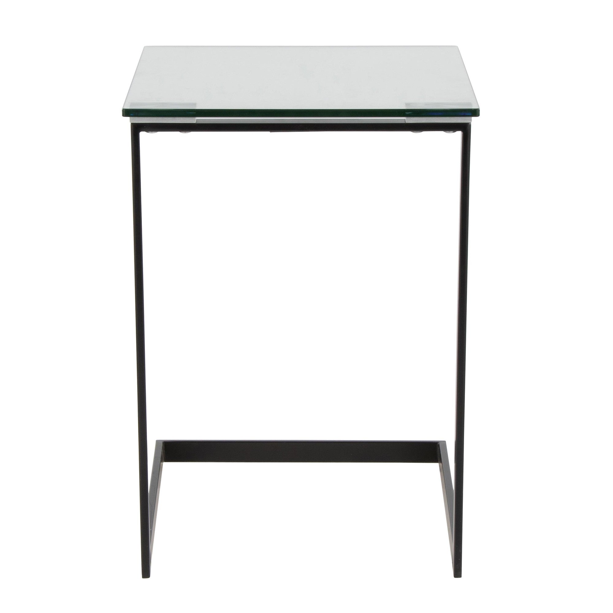 Zenn End Table - Black Metal, Clear Glass