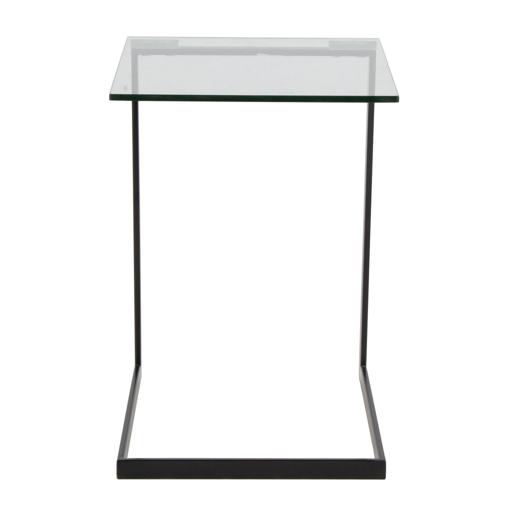 Zenn End Table - Black Metal, Clear Glass
