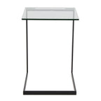 Zenn End Table - Black Metal, Clear Glass