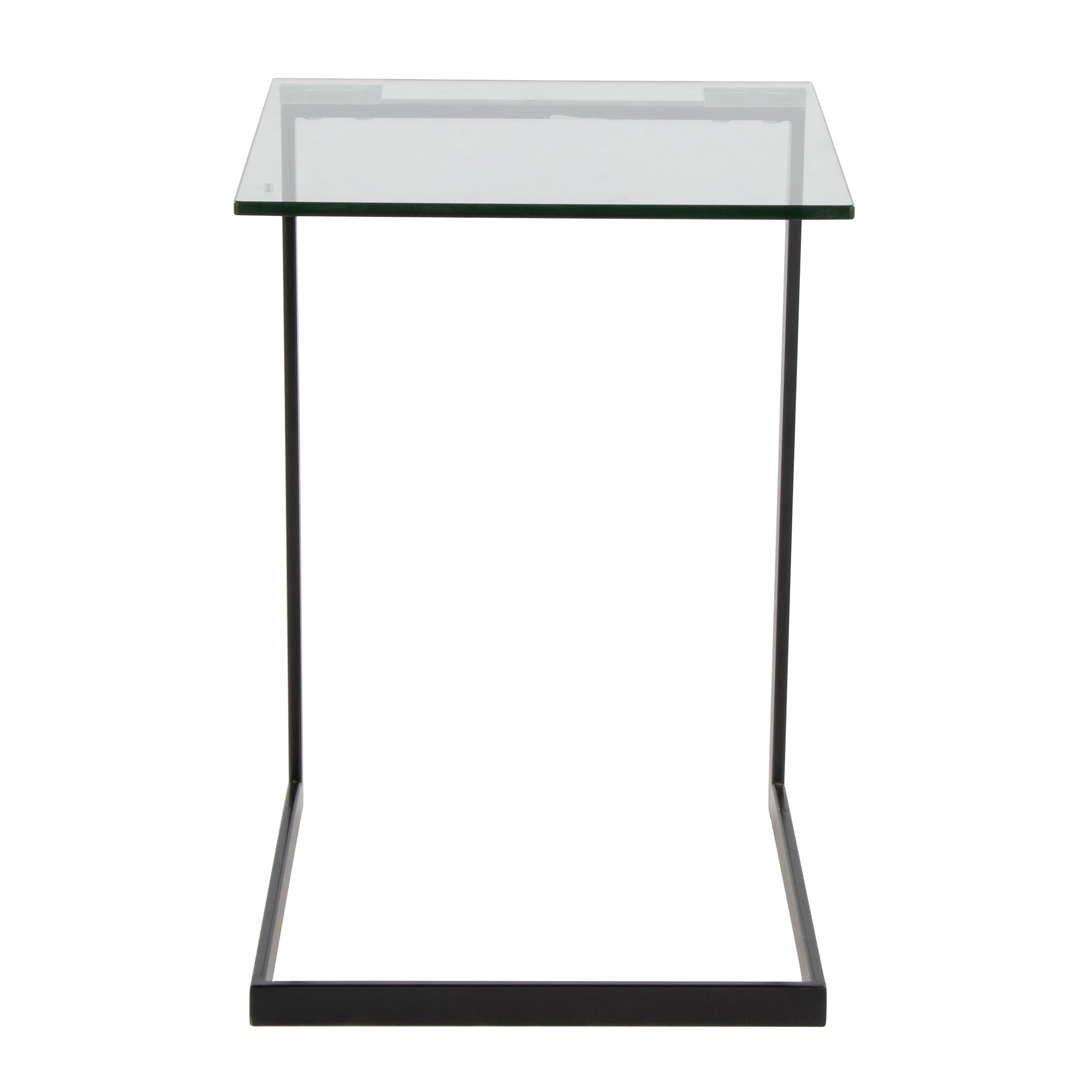 Zenn End Table - Black Metal, Clear Glass