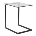 Zenn End Table - Black Metal, Clear Glass