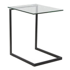 Zenn End Table - Black Metal, Clear Glass