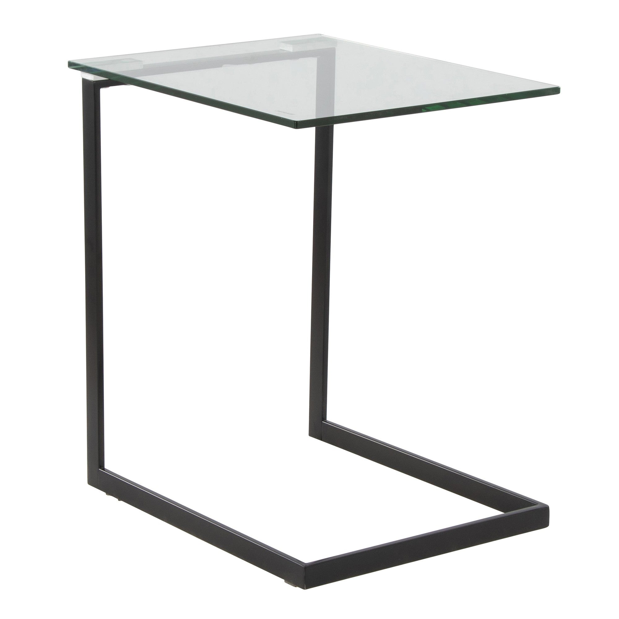 Zenn End Table - Black Metal, Clear Glass
