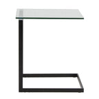Zenn End Table - Black Metal, Clear Glass