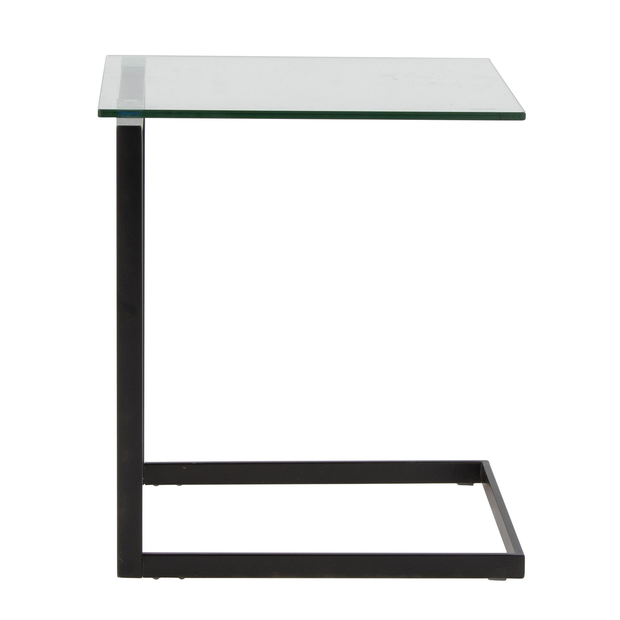 Zenn End Table - Black Metal, Clear Glass