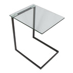 Zenn End Table - Black Metal, Clear Glass