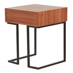 Roman End Table - Black Metal, Walnut Wood