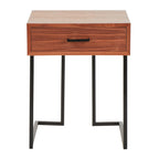 Roman End Table - Black Metal, Walnut Wood