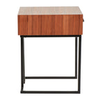 Roman End Table - Black Metal, Walnut Wood