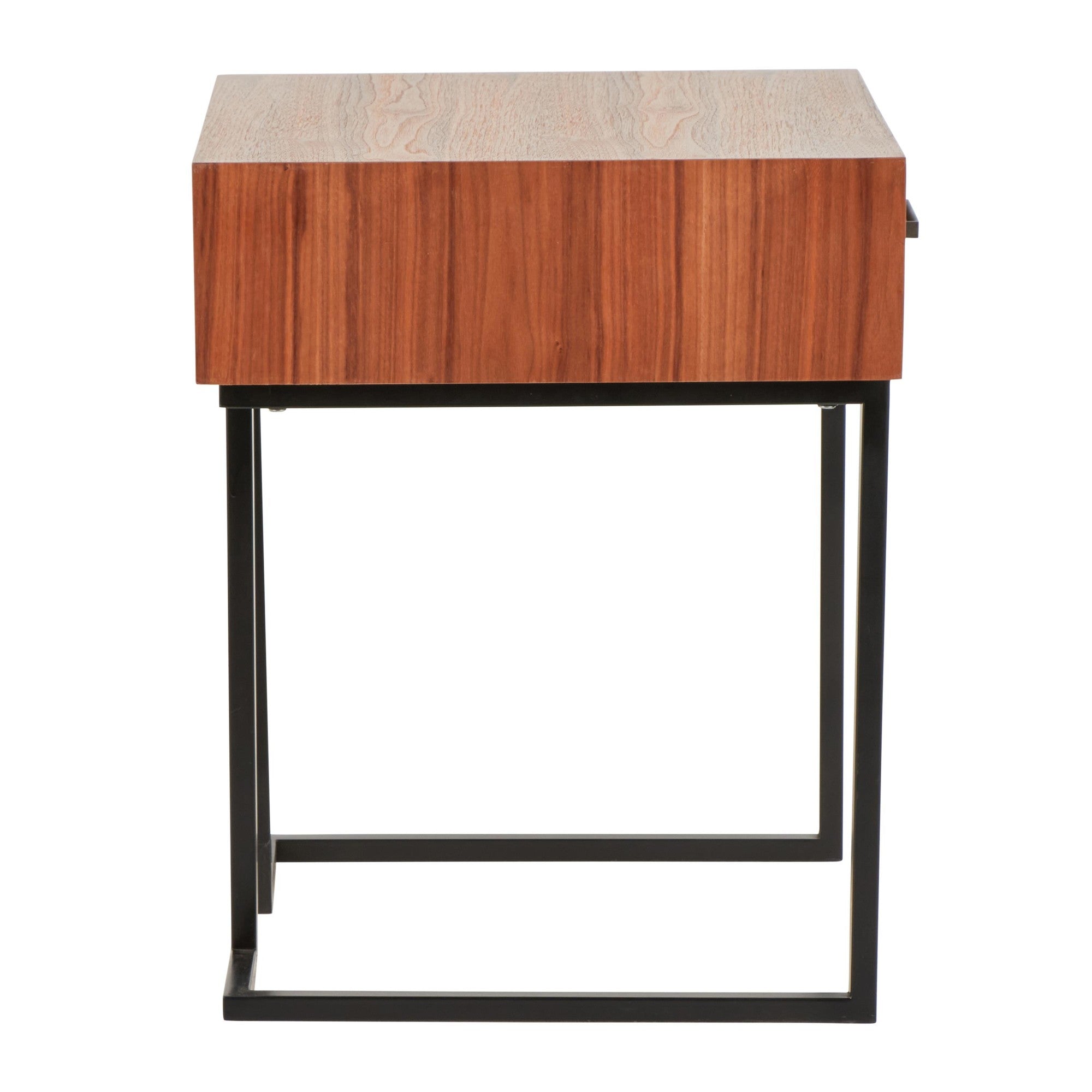 Roman End Table - Black Metal, Walnut Wood