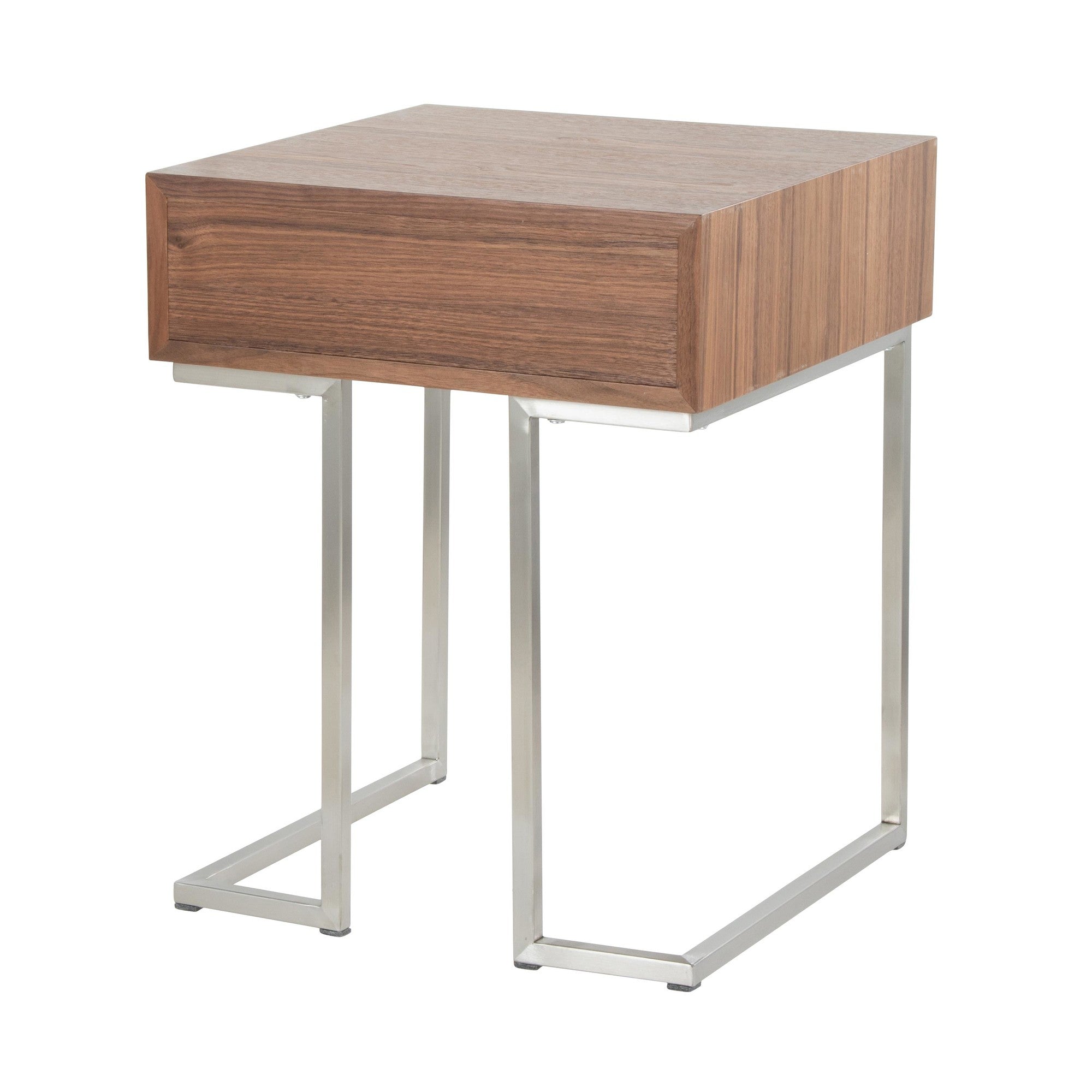 Roman End Table - Stainless Steel, Walnut