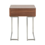 Roman End Table - Stainless Steel, Walnut