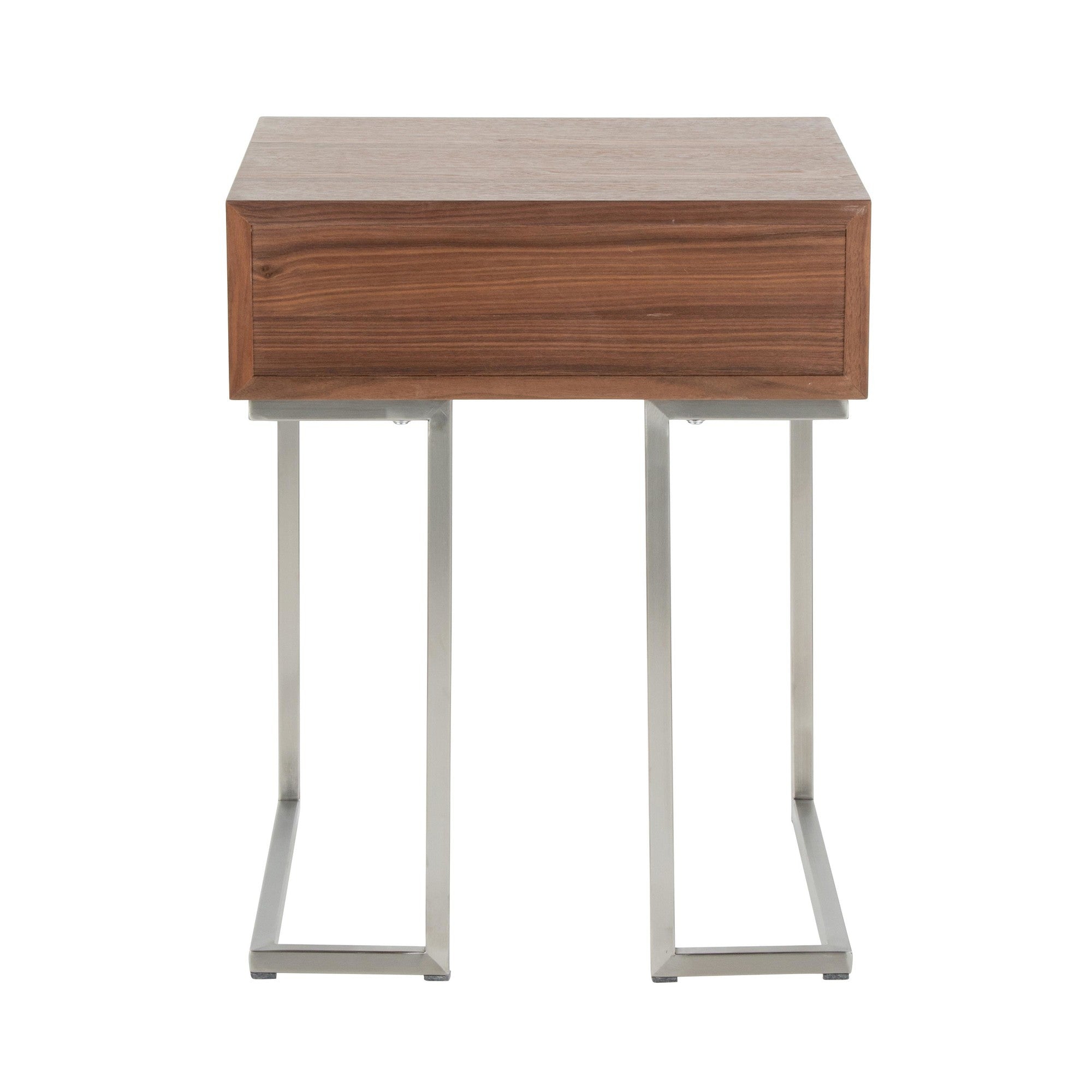 Roman End Table - Stainless Steel, Walnut