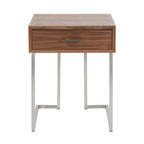 Roman End Table - Stainless Steel, Walnut