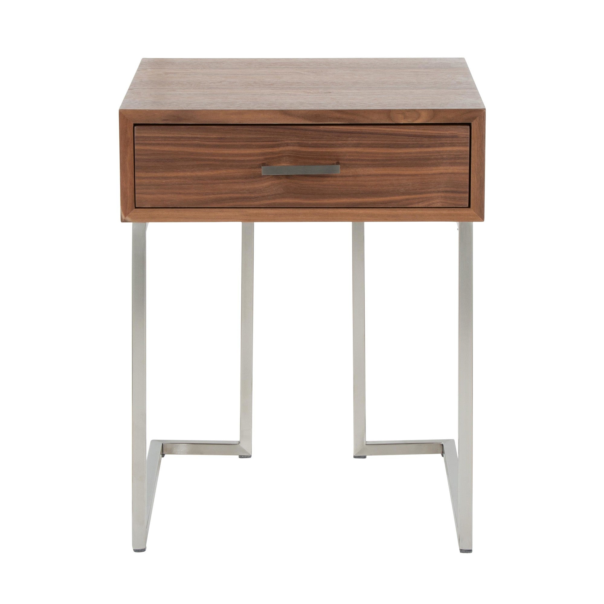 Roman End Table - Stainless Steel, Walnut