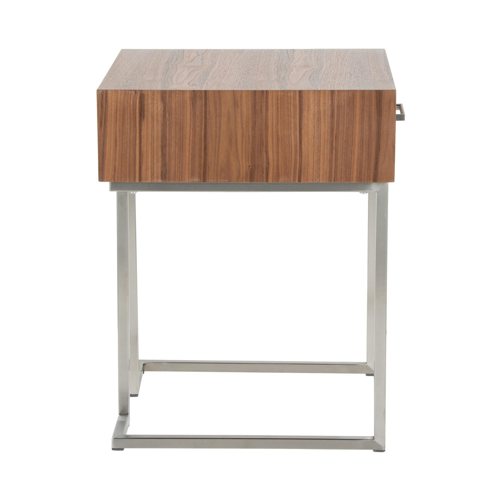 Roman End Table - Stainless Steel, Walnut