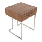 Roman End Table - Stainless Steel, Walnut