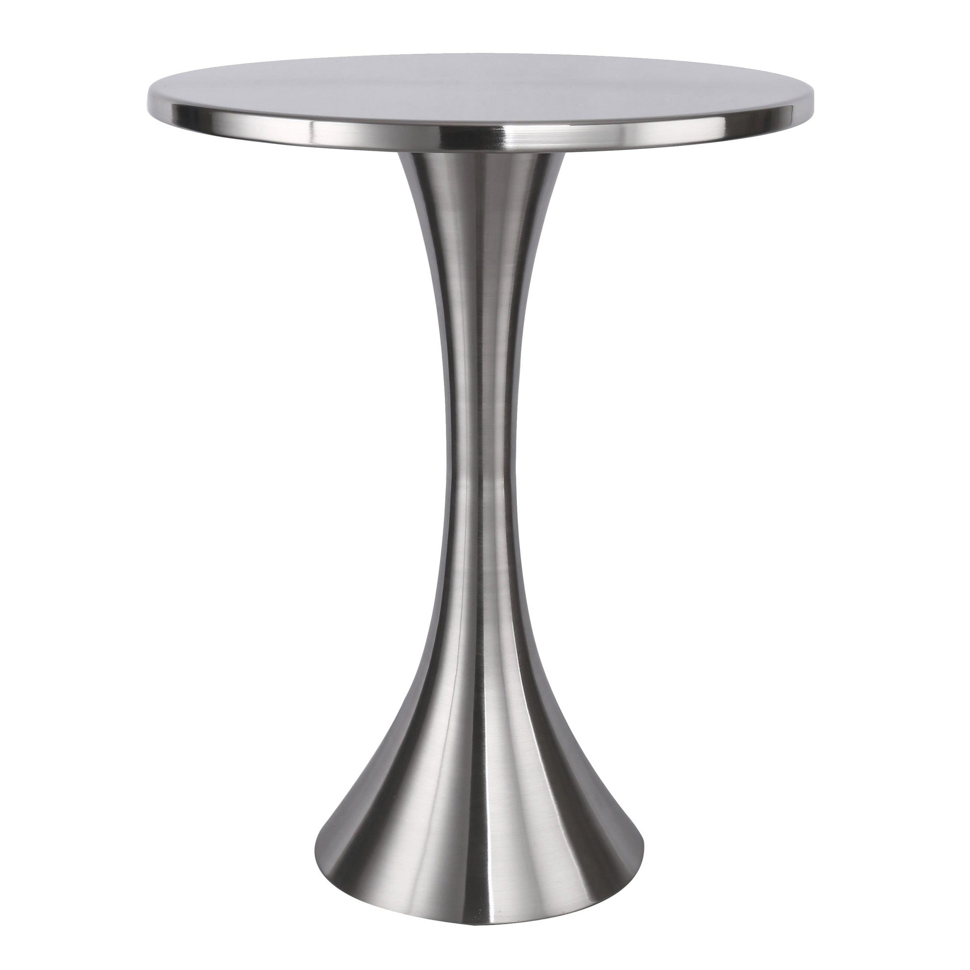 Lenuxe 24" Metal Accent Table - Brushed Nickel