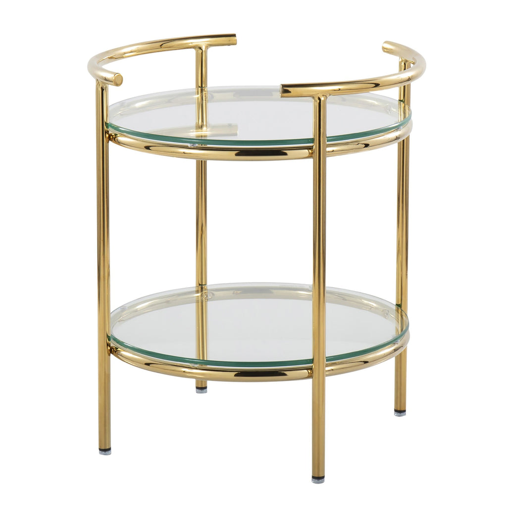 Rhonda Side Table - Gold Metal, Clear Glass