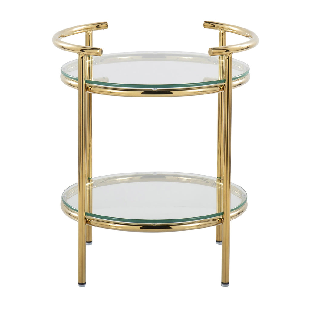 Rhonda Side Table - Gold Metal, Clear Glass