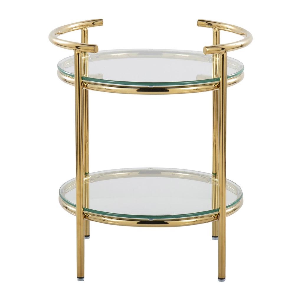 Rhonda Side Table - Gold Metal, Clear Glass