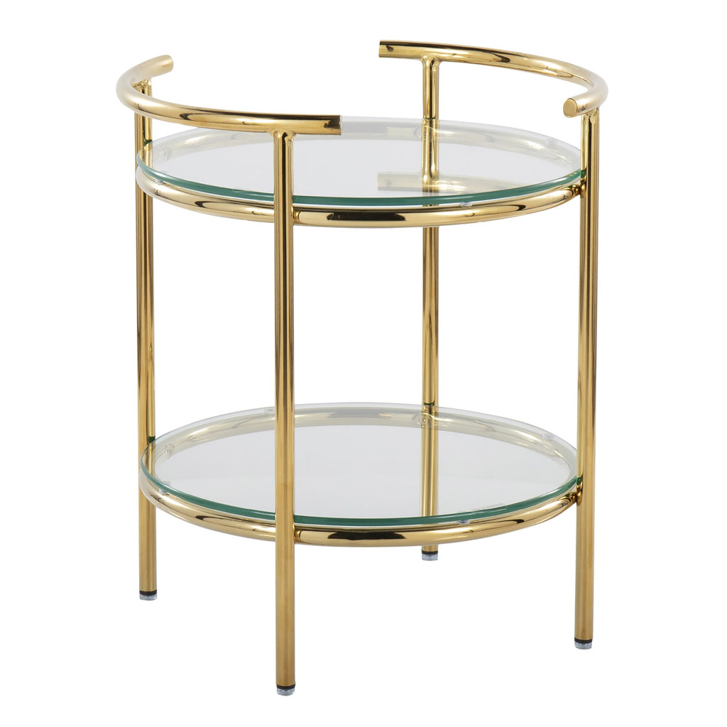 Rhonda Side Table - Gold Metal, Clear Glass
