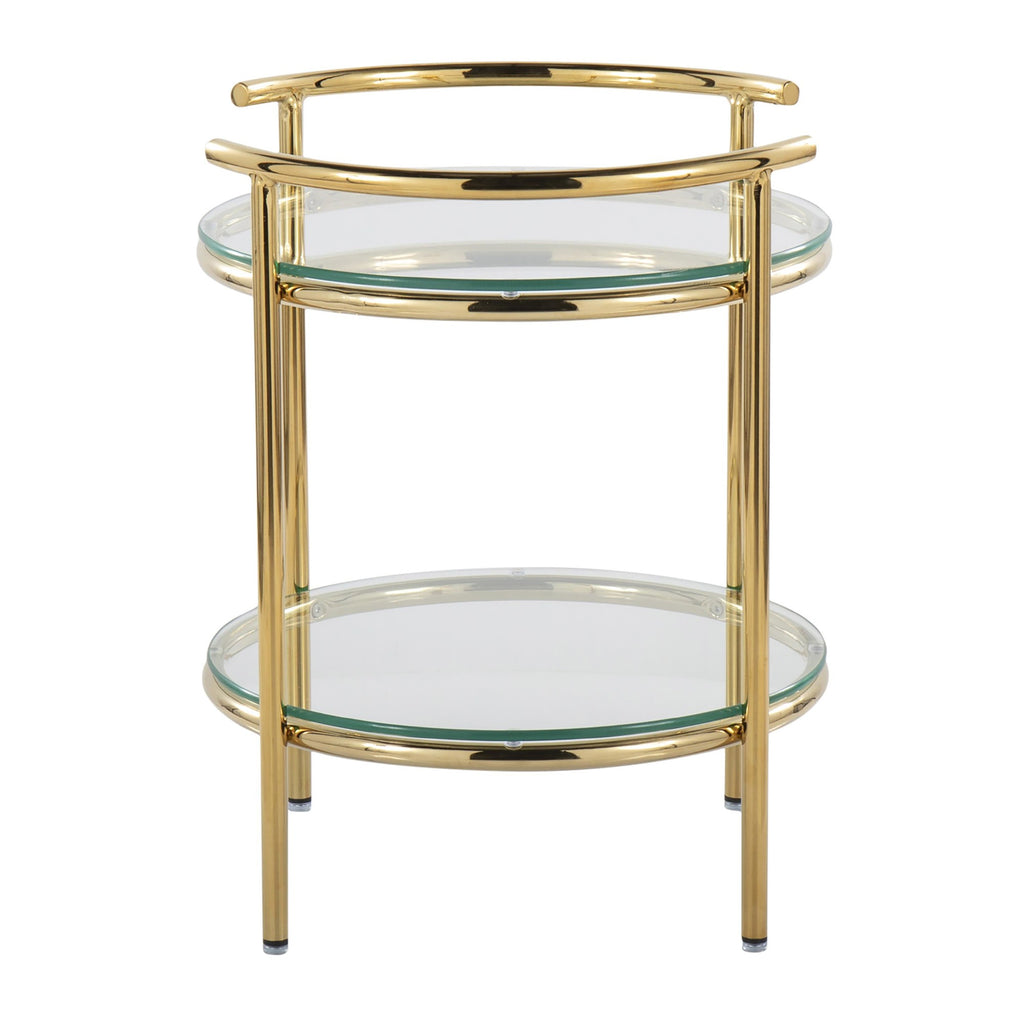 Rhonda Side Table - Gold Metal, Clear Glass