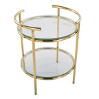 Rhonda Side Table - Gold Metal, Clear Glass