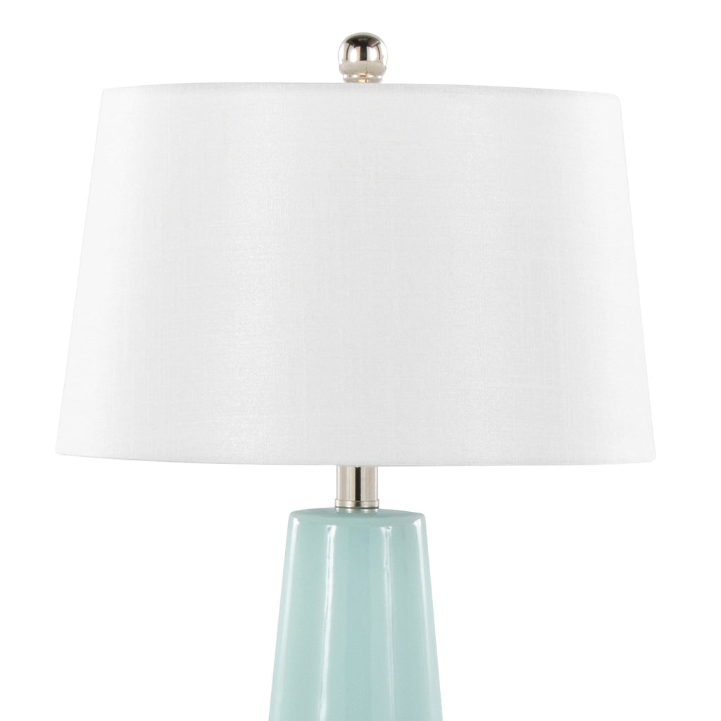Penelope 22" Ceramic Table Lamp - Tiffany Blue & Silver Ceramic Body, White Shade