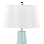 Penelope 22" Ceramic Table Lamp - Tiffany Blue & Silver Ceramic Body, White Shade