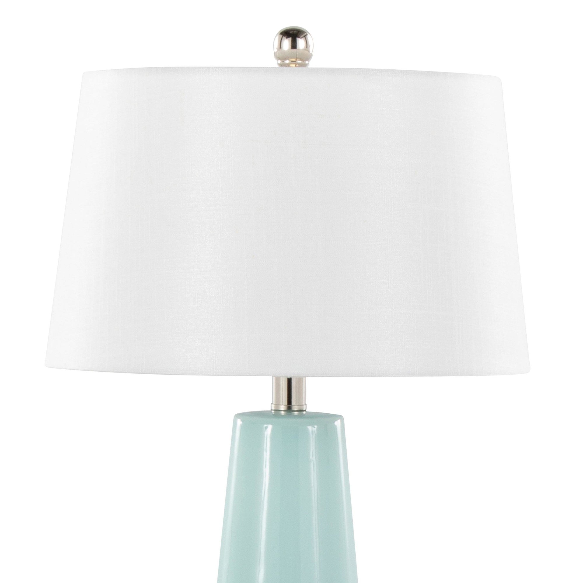 Penelope 22" Ceramic Table Lamp - Tiffany Blue & Silver Ceramic Body, White Shade