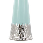 Penelope 22" Ceramic Table Lamp - Tiffany Blue & Silver Ceramic Body, White Shade