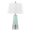 Penelope 22" Ceramic Table Lamp - Tiffany Blue & Silver Ceramic Body, White Shade