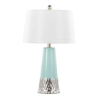Penelope 22" Ceramic Table Lamp - Tiffany Blue & Silver Ceramic Body, White Shade