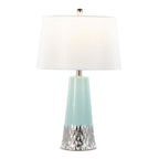 Penelope 22" Ceramic Table Lamp - Tiffany Blue & Silver Ceramic Body, White Shade