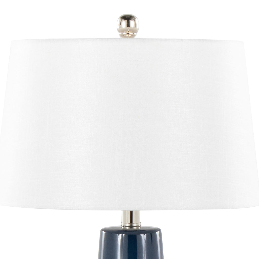 Penelope 22" Ceramic Table Lamp - Dark Blue & Silver Ceramic Body, White Shade