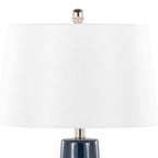 Penelope 22" Ceramic Table Lamp - Dark Blue & Silver Ceramic Body, White Shade