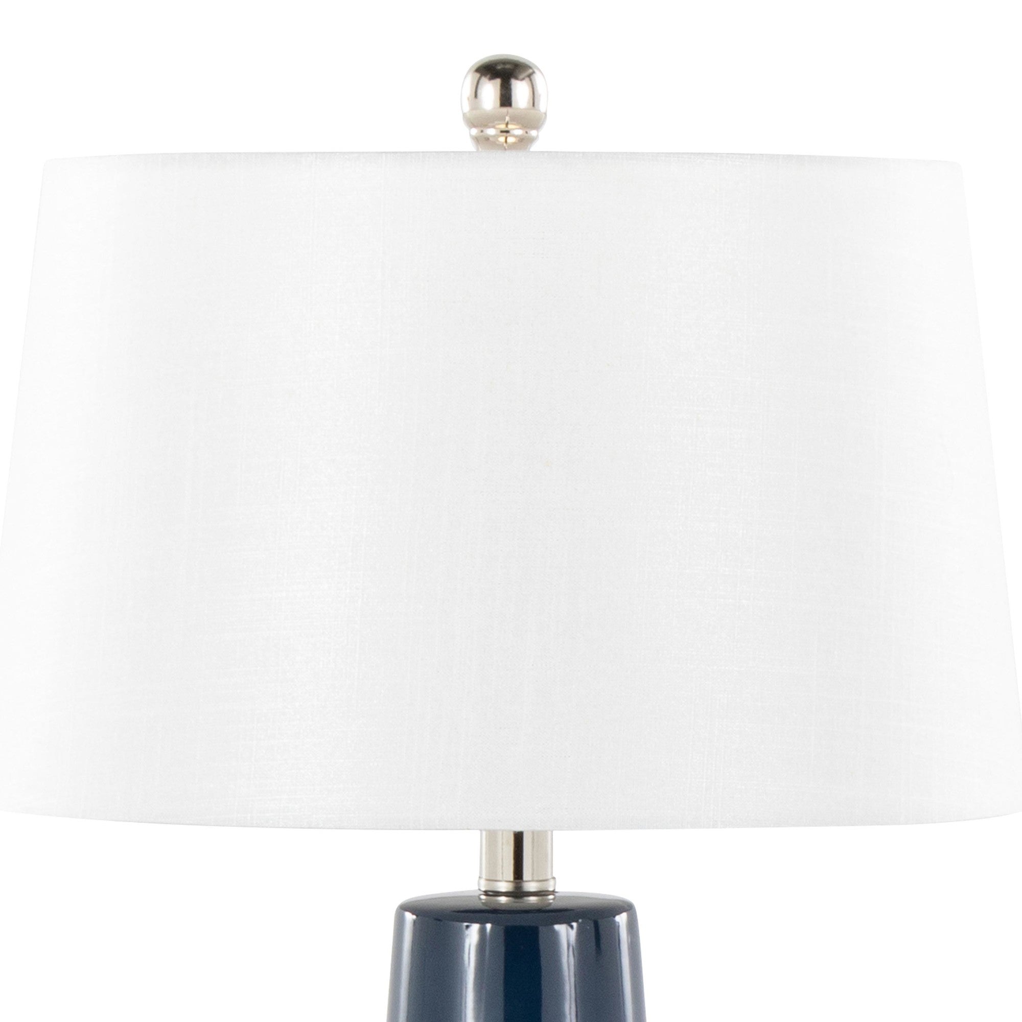 Penelope 22" Ceramic Table Lamp - Dark Blue & Silver Ceramic Body, White Shade