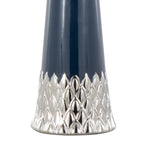 Penelope 22" Ceramic Table Lamp - Dark Blue & Silver Ceramic Body, White Shade