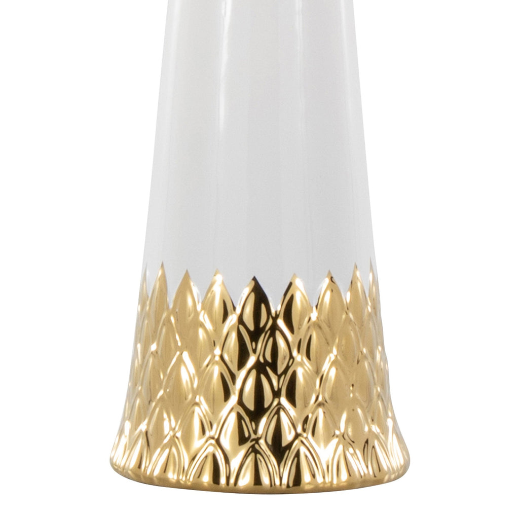 Penelope 22" Ceramic Table Lamp - White & Gold Ceramic Body, White Shade
